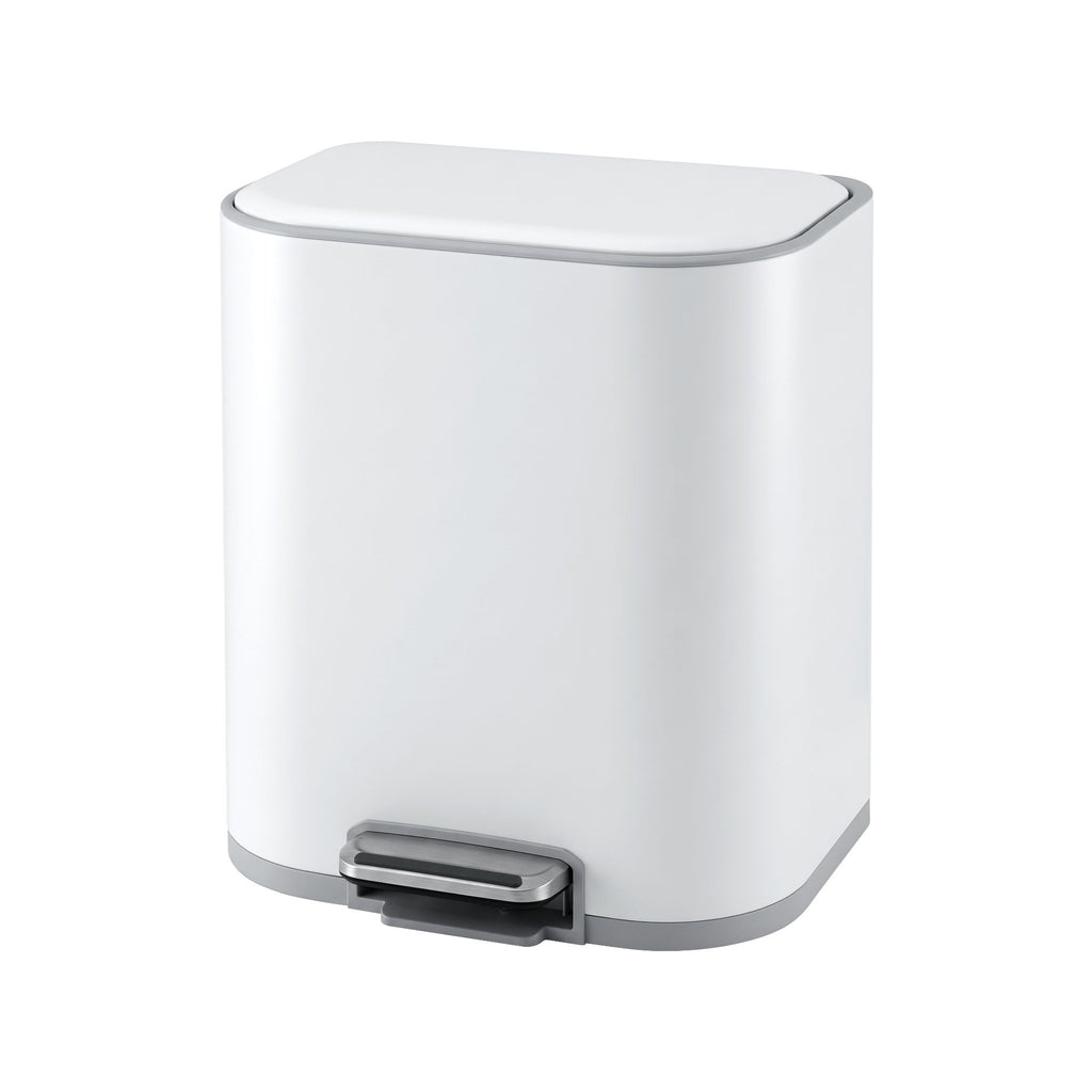 20L Trash Bin Steel Pedal Bins Soft Close Kitchen Rubbish Waste Can White