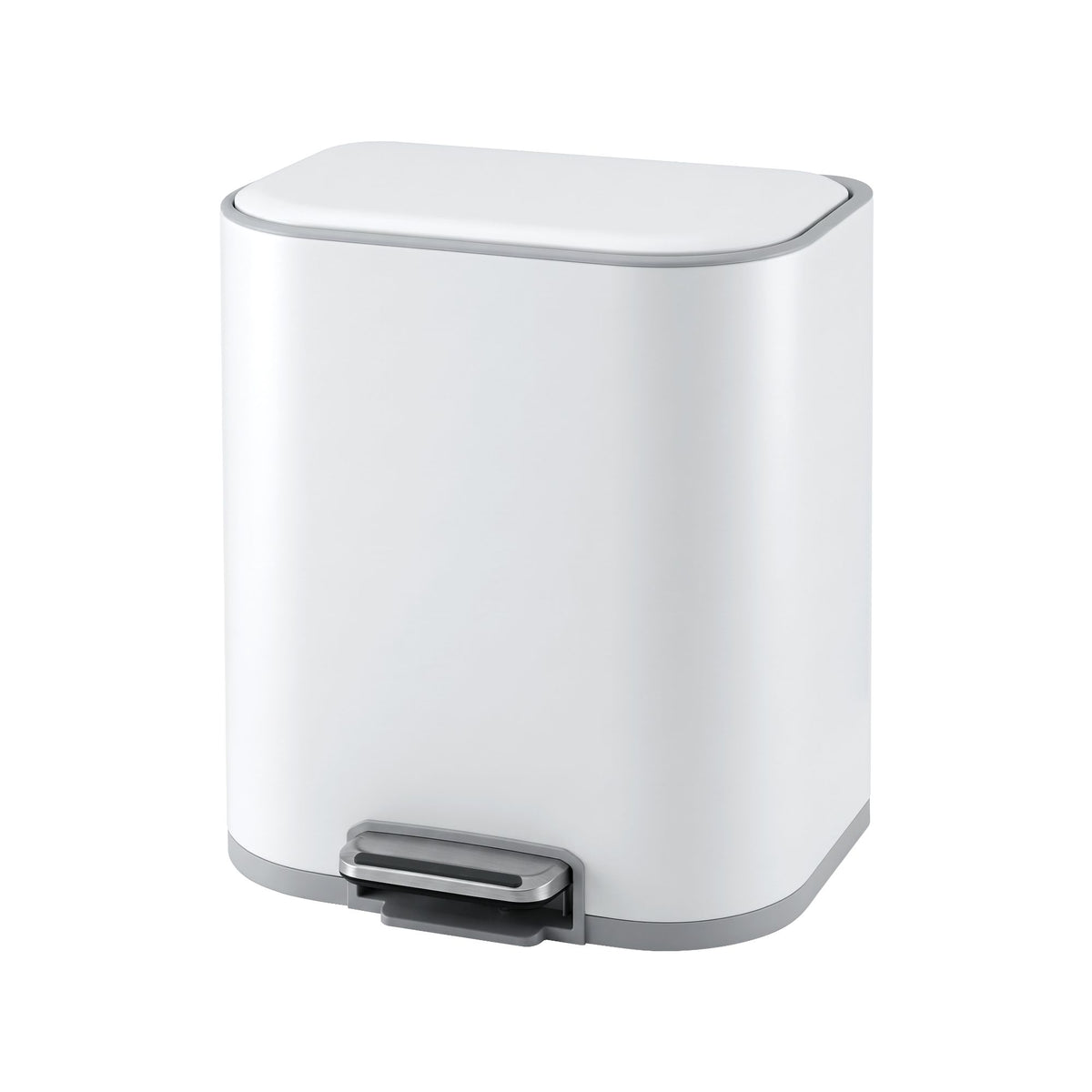 20L Trash Bin Steel Pedal Bins Soft Close Kitchen Rubbish Waste Can White
