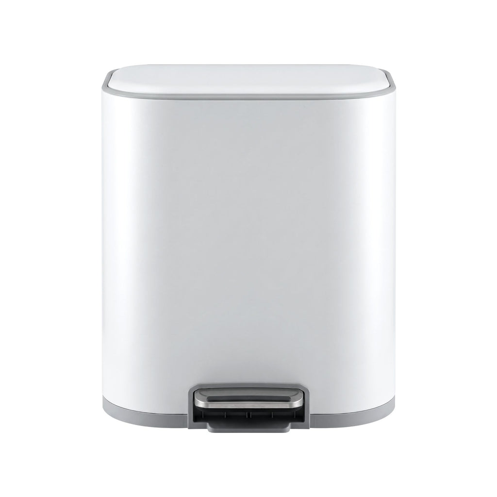 20L Trash Bin Steel Pedal Bins Soft Close Kitchen Rubbish Waste Can White