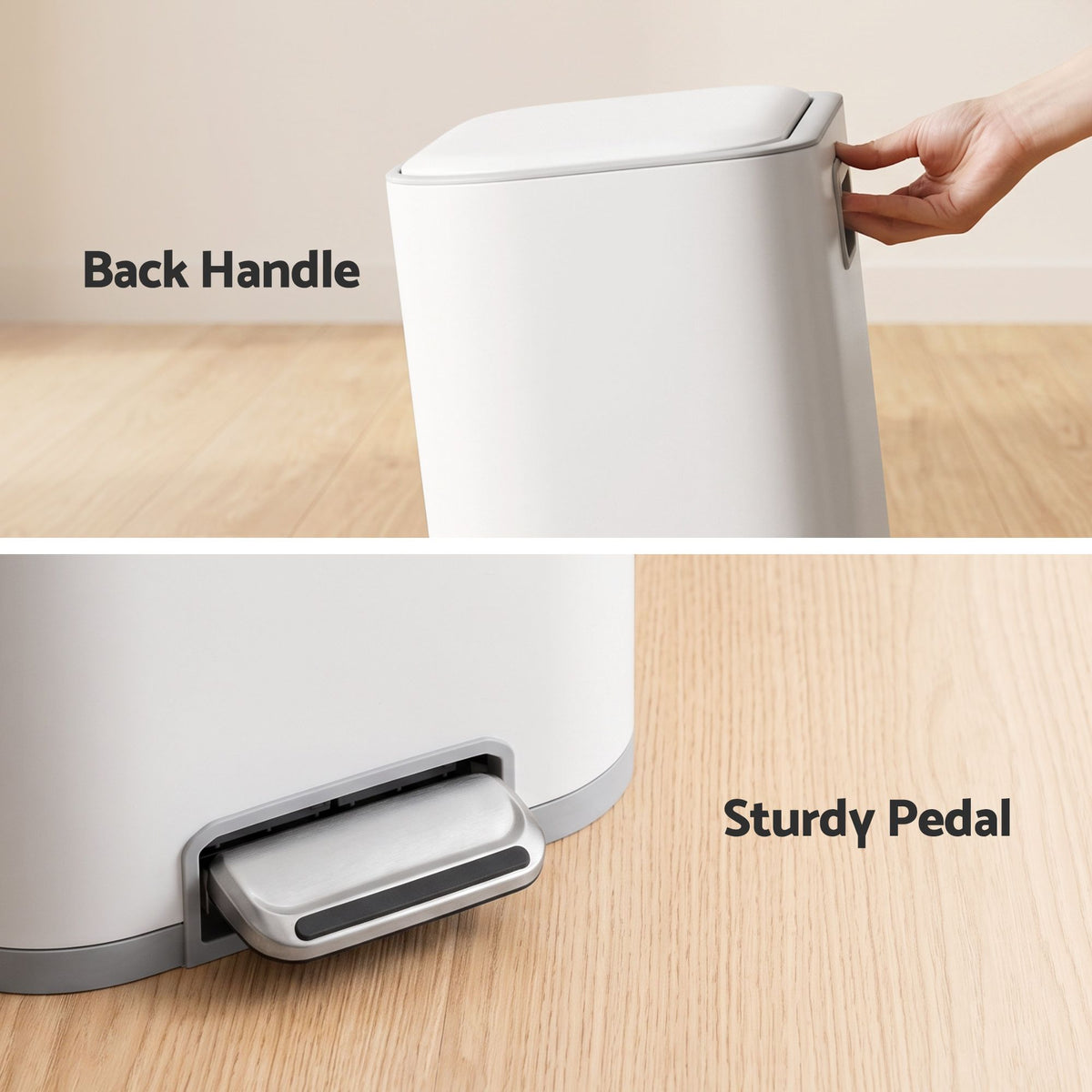 20L Trash Bin Steel Pedal Bins Soft Close Kitchen Rubbish Waste Can White