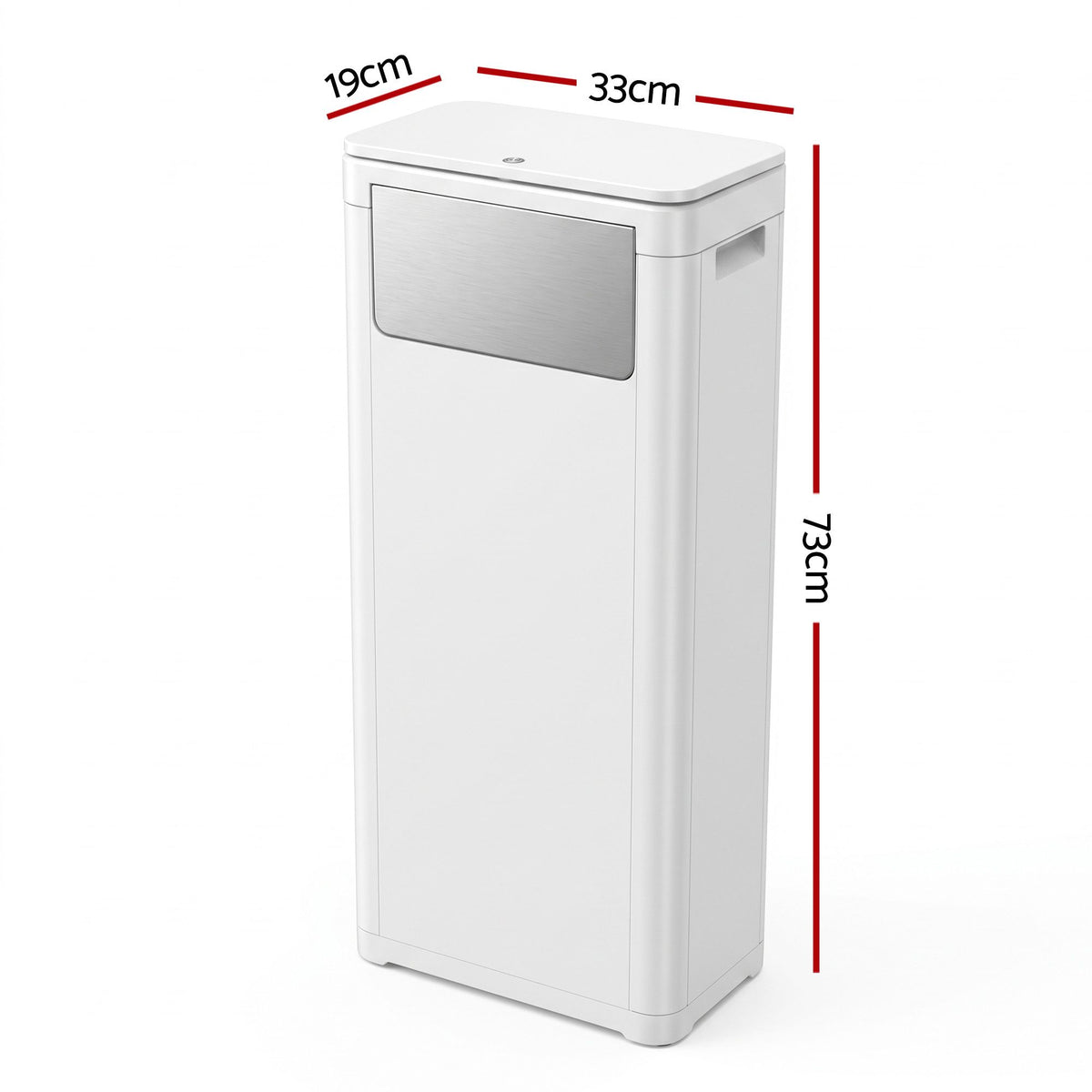30L Commercial Trash Can with Lid Front Push Flap Rubbish Bin White