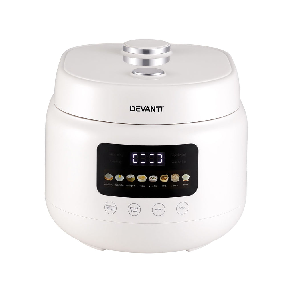 3L Rice Cooker Small 6 Cup 8-in-1 Multi Cooker with 24H Preset Off-White