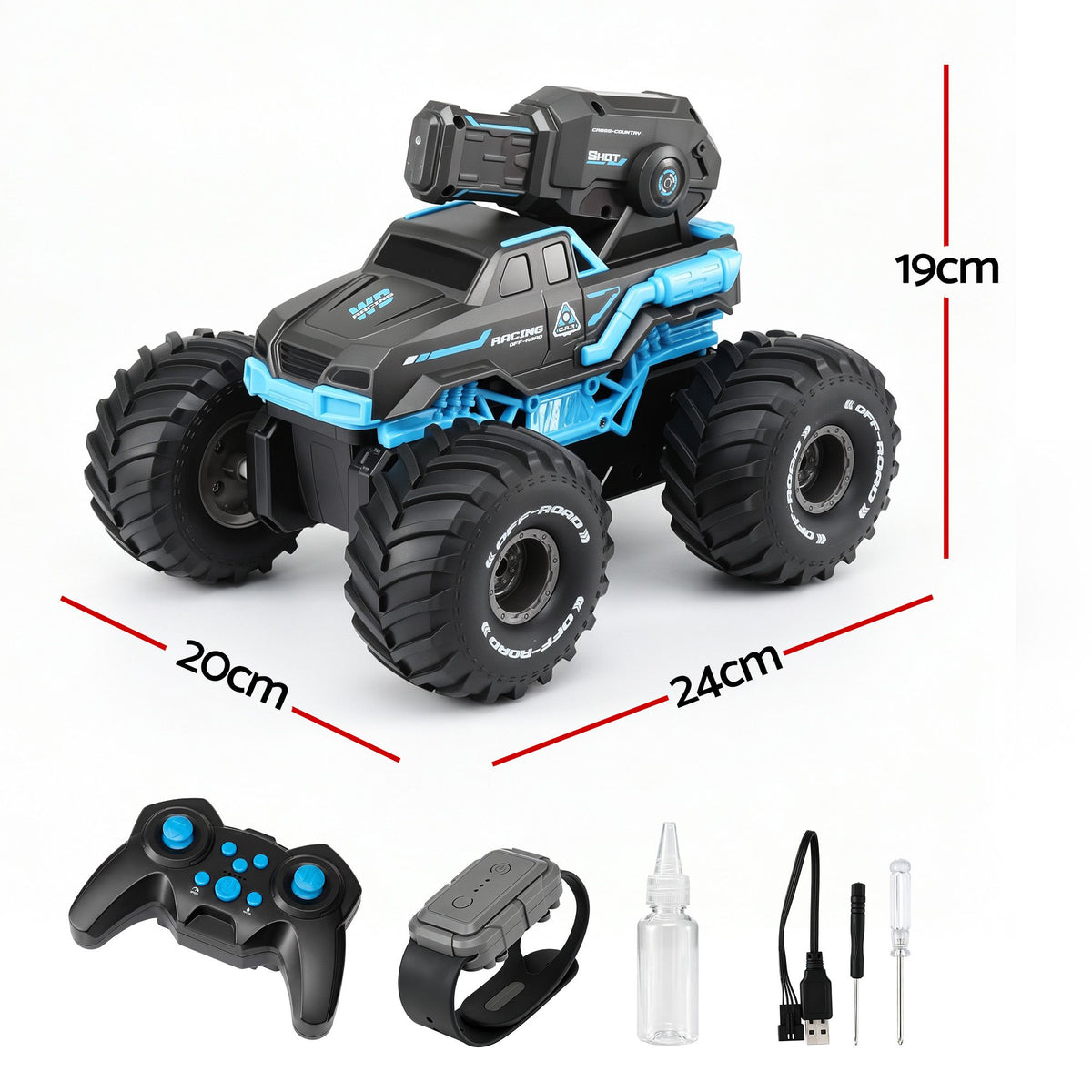 Kids Amphibious 2.4GHz Remote Control Car Boat with Water Spray Blue