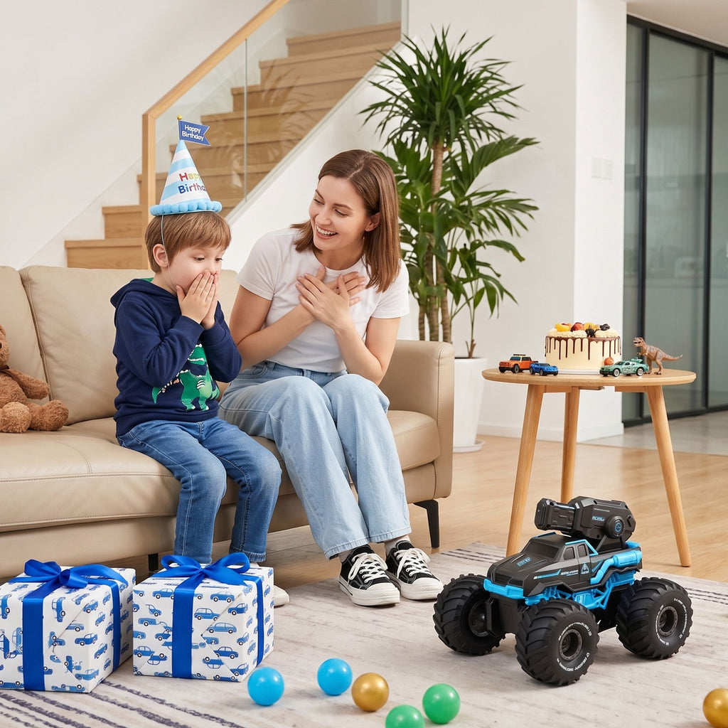 Kids Amphibious 2.4GHz Remote Control Car Boat with Water Spray Blue