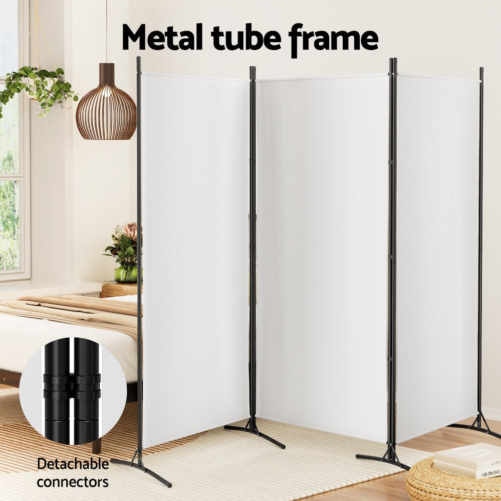 3 Panel Room Divider Screen 260x180cm Fabric White