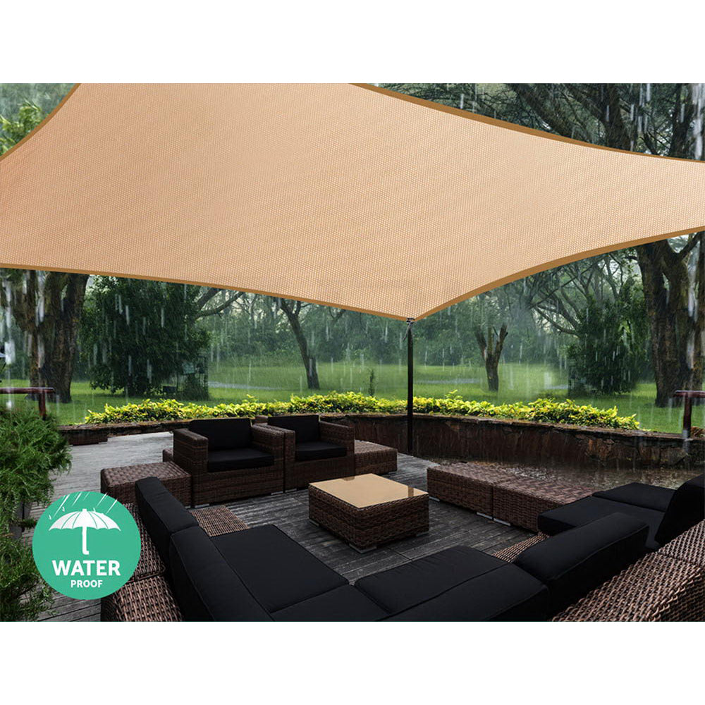 Waterproof Shade Sail 4x6m Rectangle Sand 95% Shade Cloth
