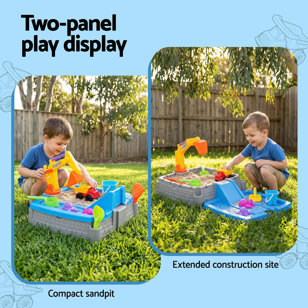 2-in-1 Kids Sandpit Water Table Working Excavator Digger Sensory Play Toys
