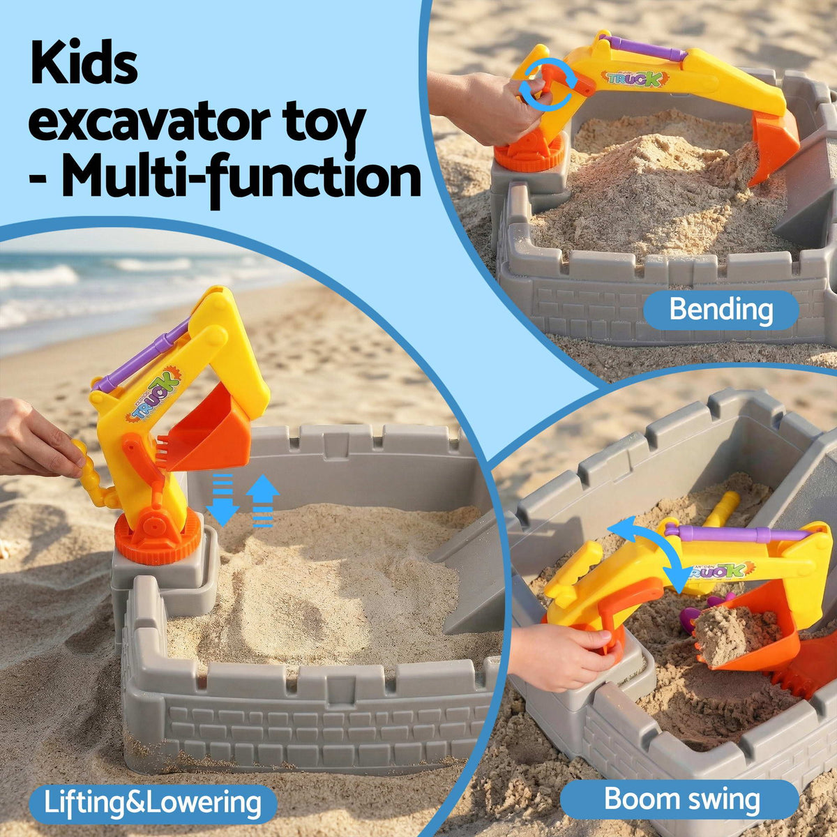 2-in-1 Kids Sandpit Water Table Working Excavator Digger Sensory Play Toys