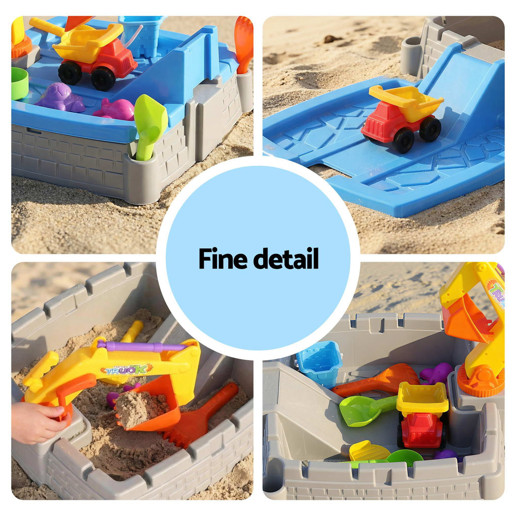 2-in-1 Kids Sandpit Water Table Working Excavator Digger Sensory Play Toys
