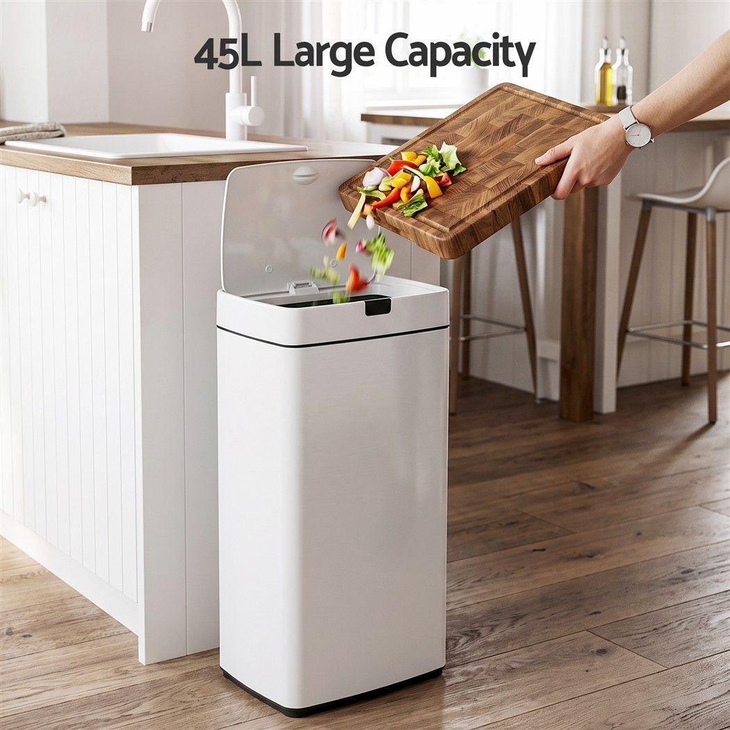 45L Motion Sensor Bin Rubbish Automatic White