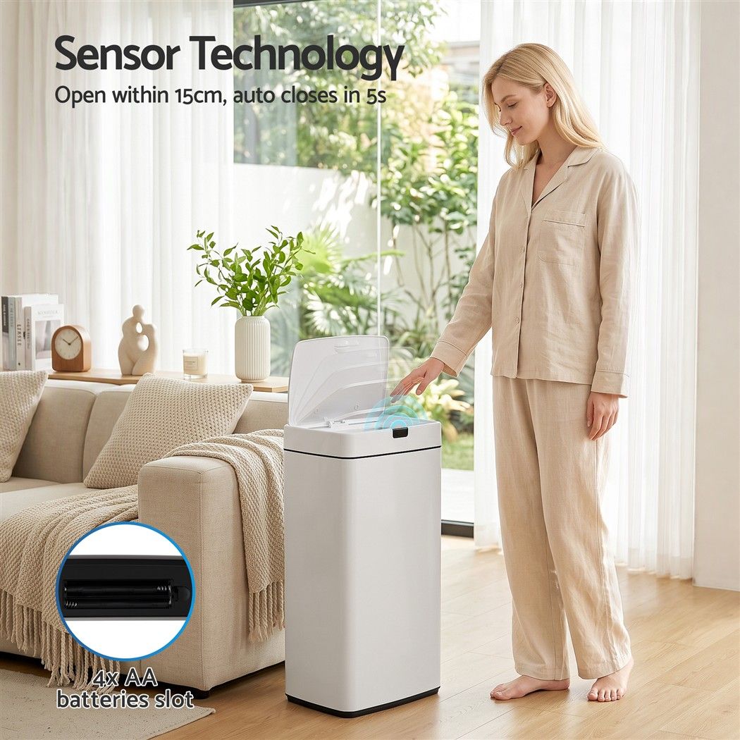 45L Motion Sensor Bin Rubbish Automatic White