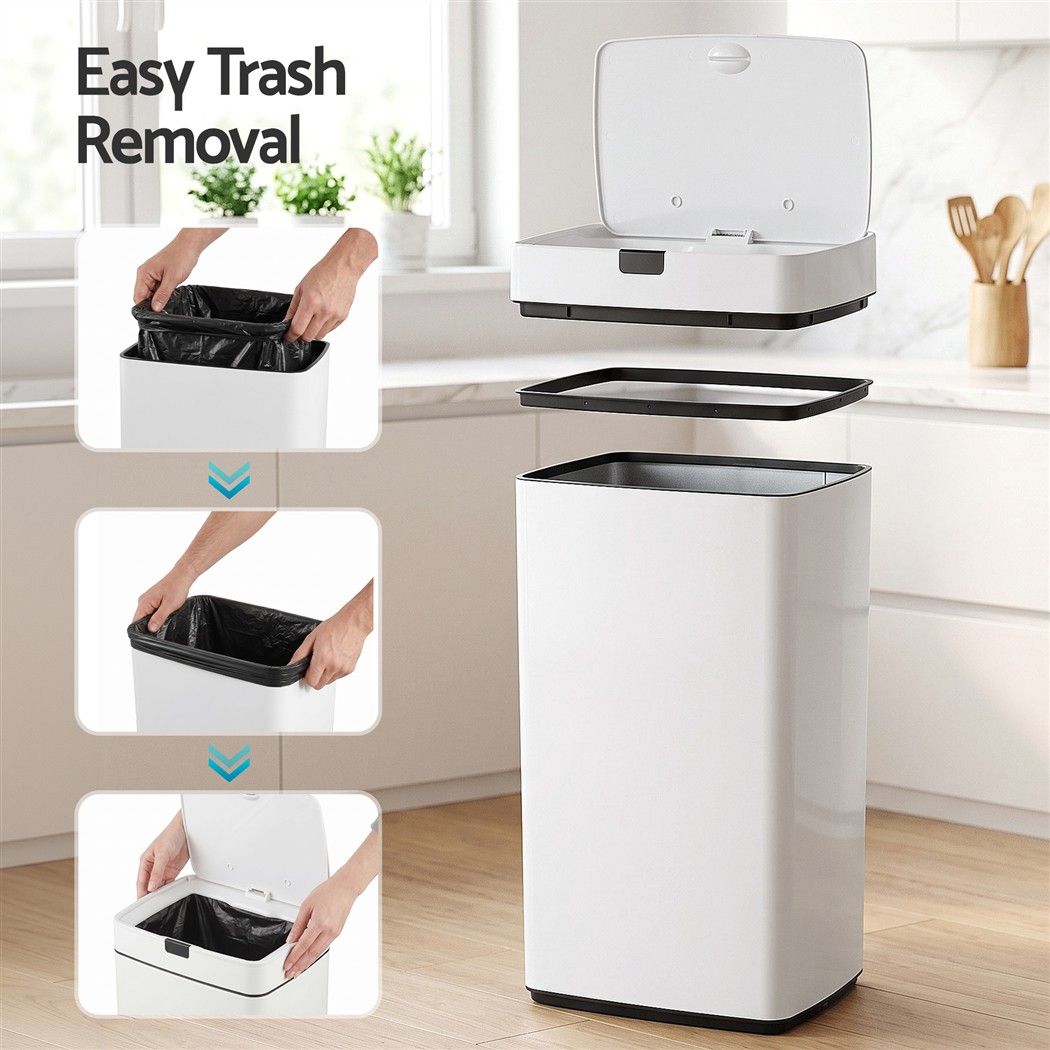 45L Motion Sensor Bin Rubbish Automatic White