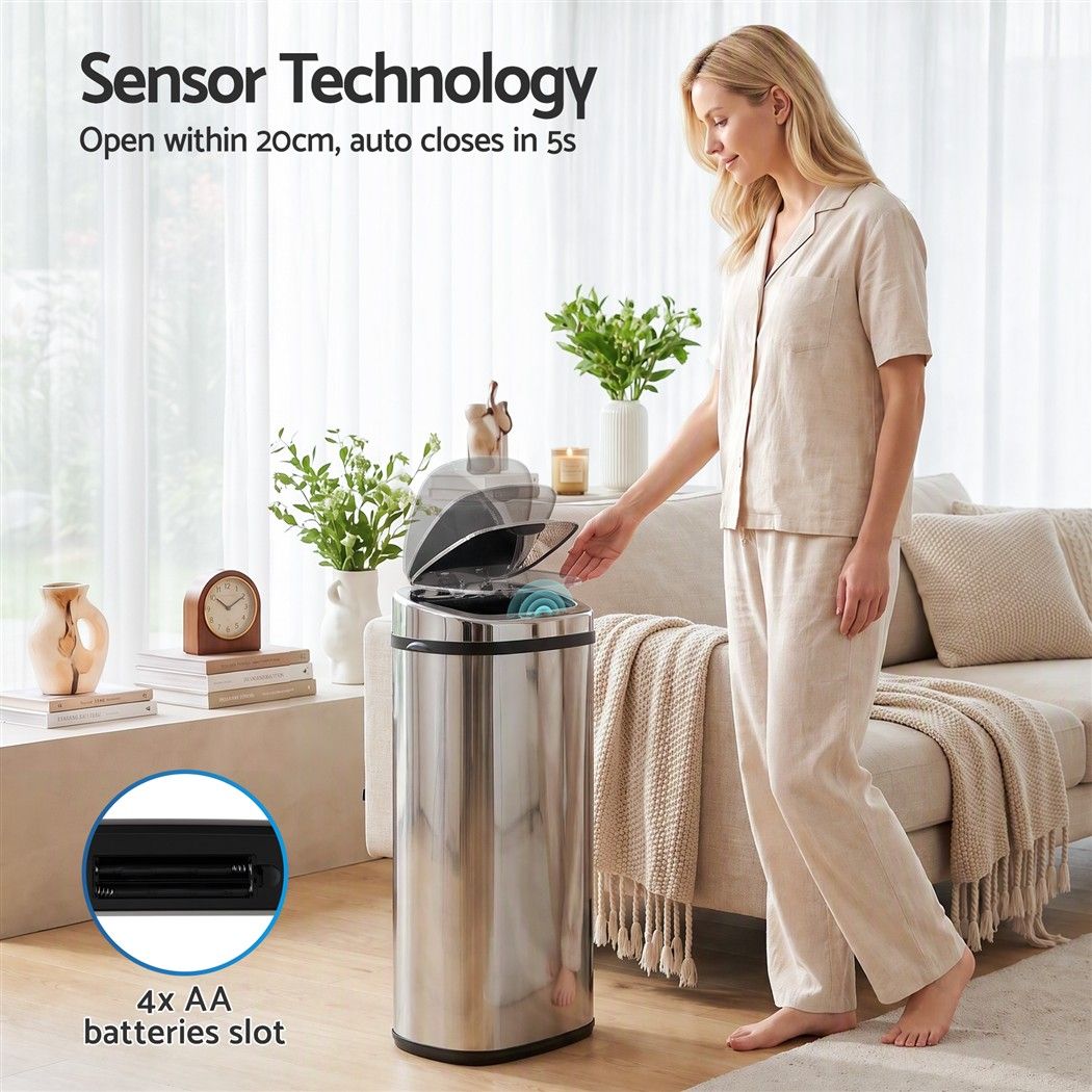 50L Motion Sensor Bin Rubbish Automatic Silver