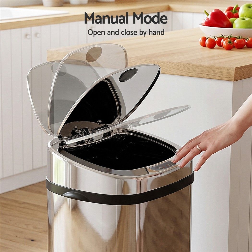 50L Motion Sensor Bin Rubbish Automatic Silver