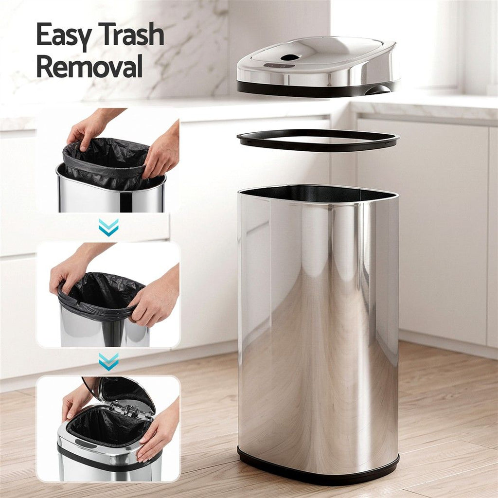 50L Motion Sensor Bin Rubbish Automatic Silver
