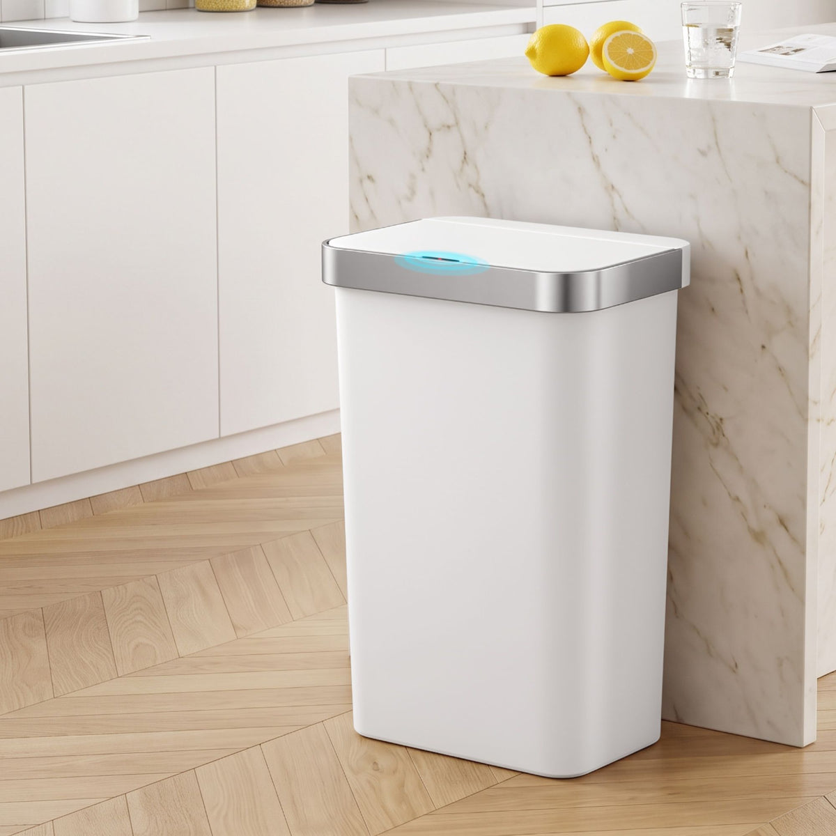 50L Motion Sensor Trash Bin Automatic Kitchen Waste Dustbin White