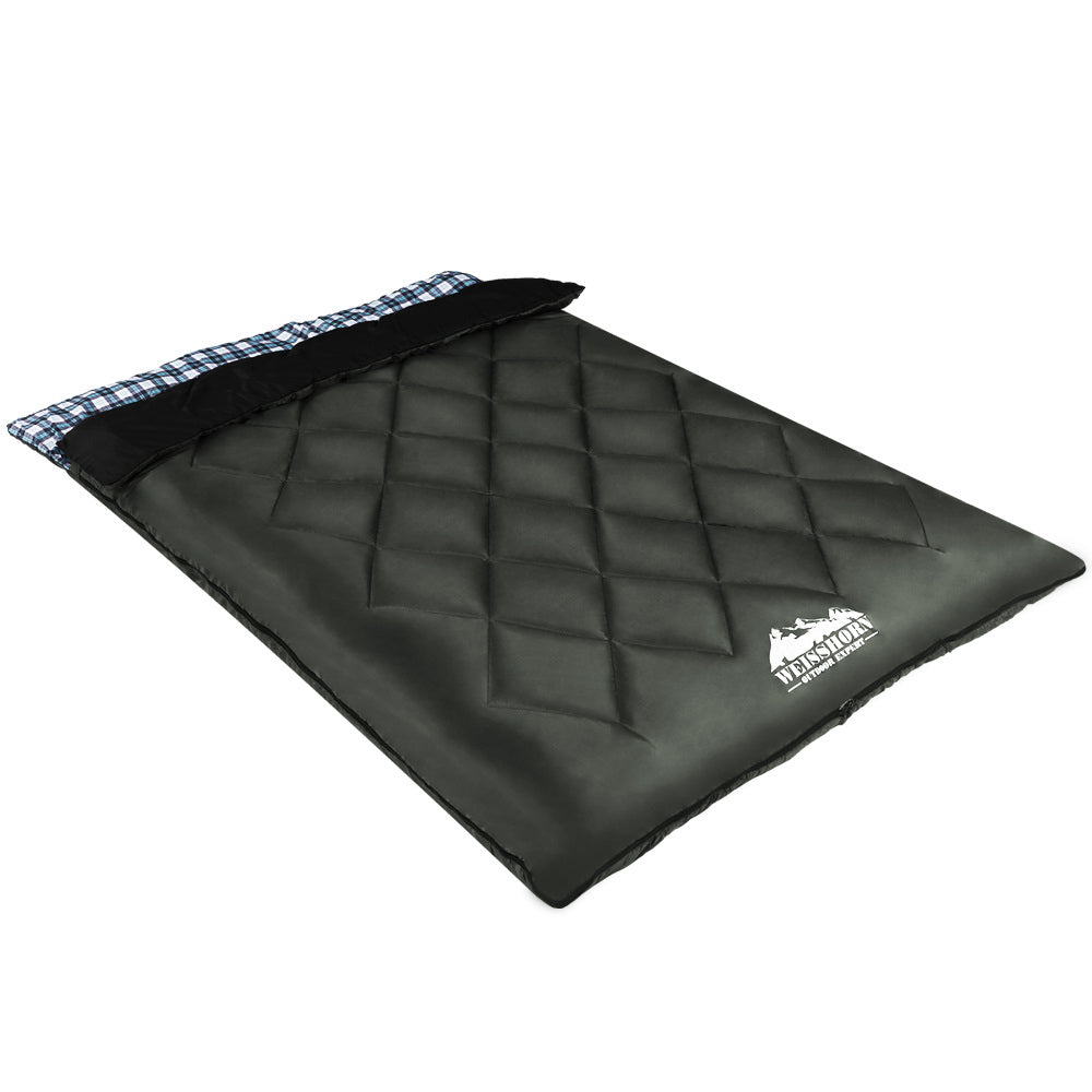Sleeping Bag Double Pillow Thermal Camping Hiking Tent Grey -10&deg;C