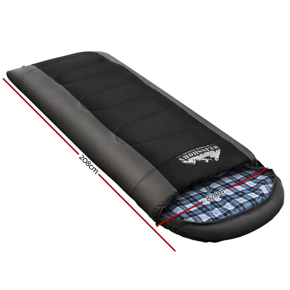 Sleeping Bag Single Thermal Camping Hiking Tent Black -20°C