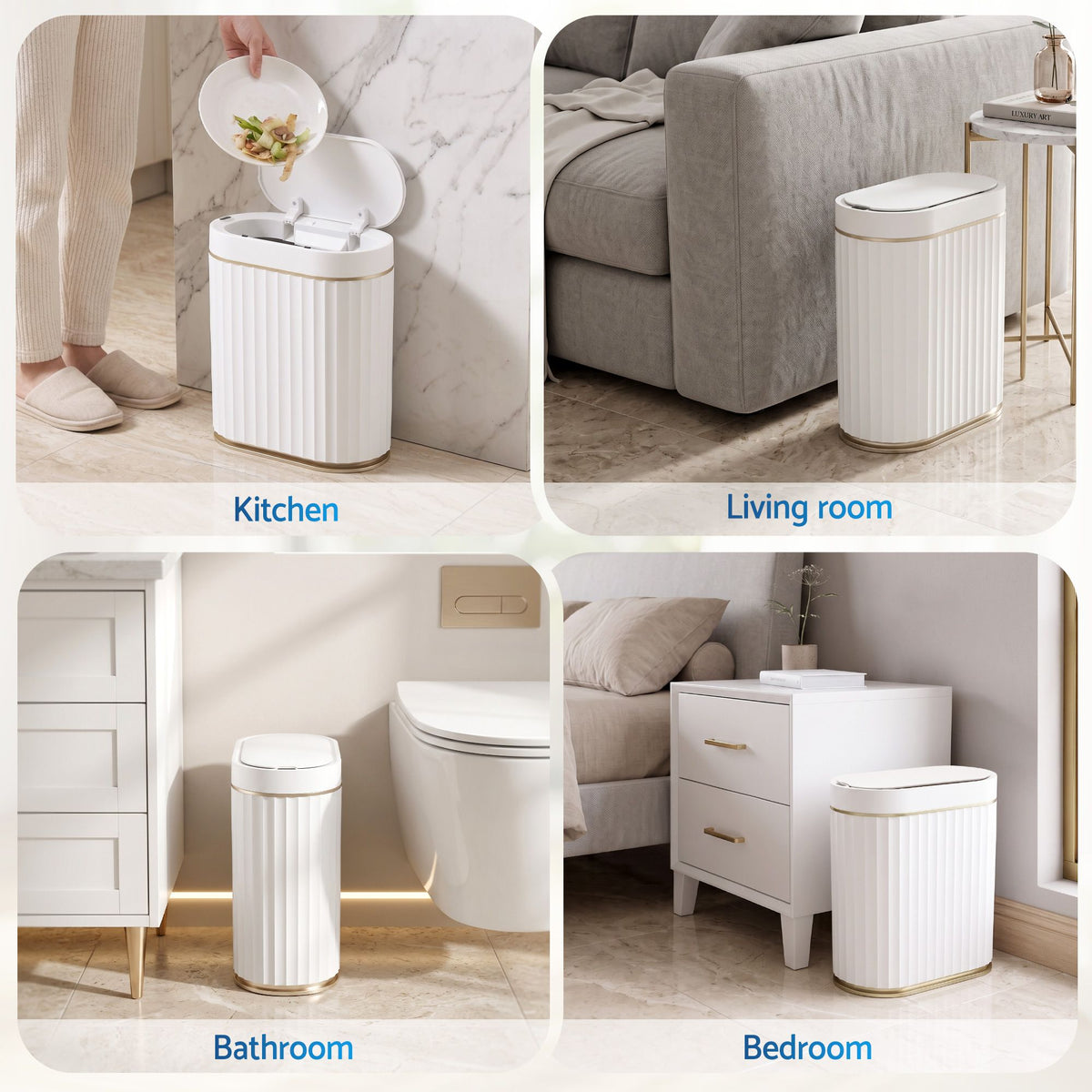 Sensor Bins 7L Motion Sensor Trash Can Slim Touchless Automatic Waste Bin White