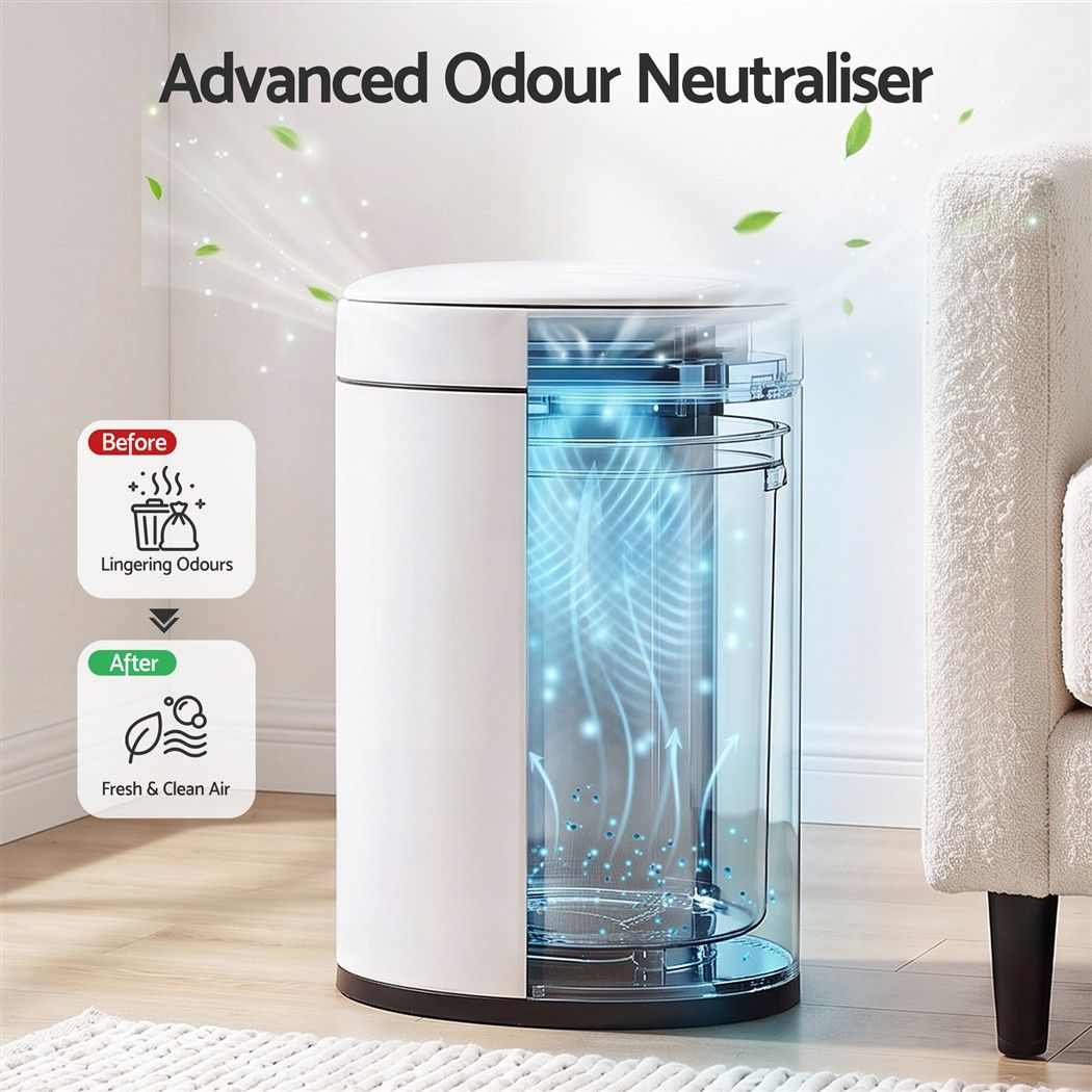 20L Automatic Sensor Bin Touchless Rubbish Waste Bin White Kitchen