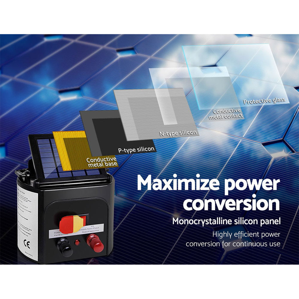 Fence Energiser 5KM Solar Powered 0.15J Electric Fencing Charger