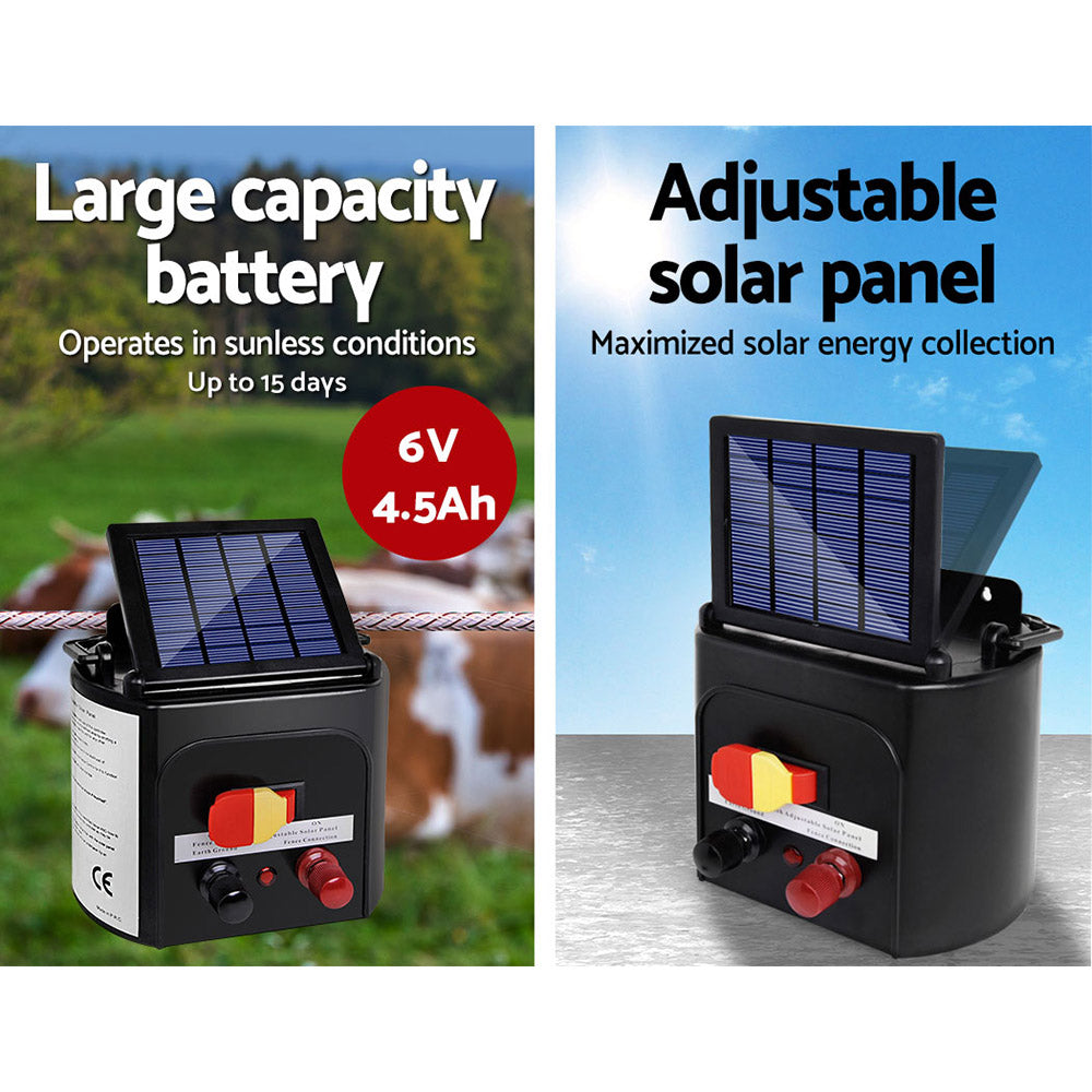 Fence Energiser 5KM Solar Powered 0.15J Electric Fencing Charger