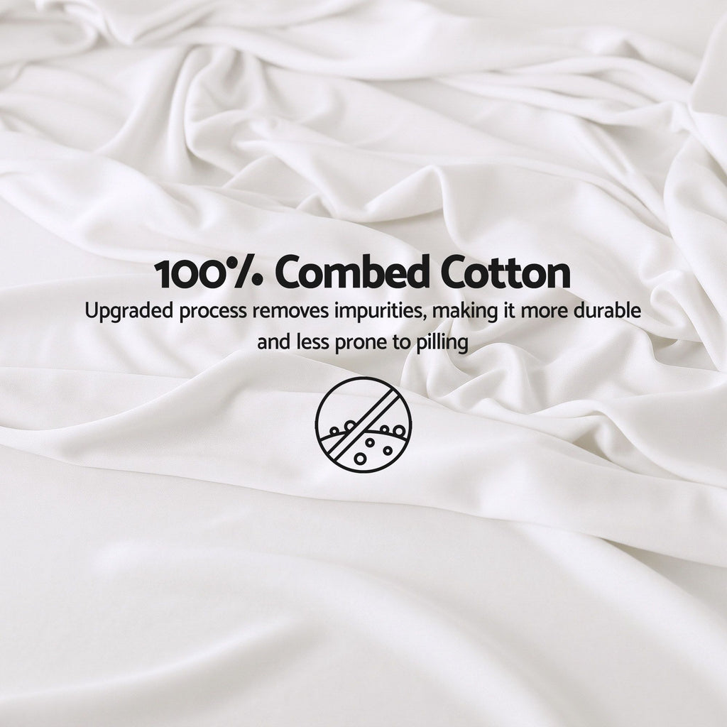 Kingsingle 500TC Cotton 4Pcs Sheet Set with 40cm Extra Deep Pocket for Thick Mattresses