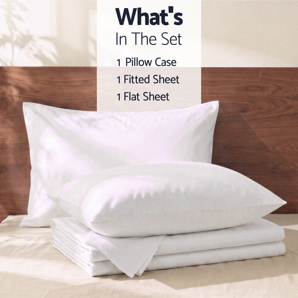 Kingsingle 500TC Cotton 4Pcs Sheet Set with 40cm Extra Deep Pocket for Thick Mattresses