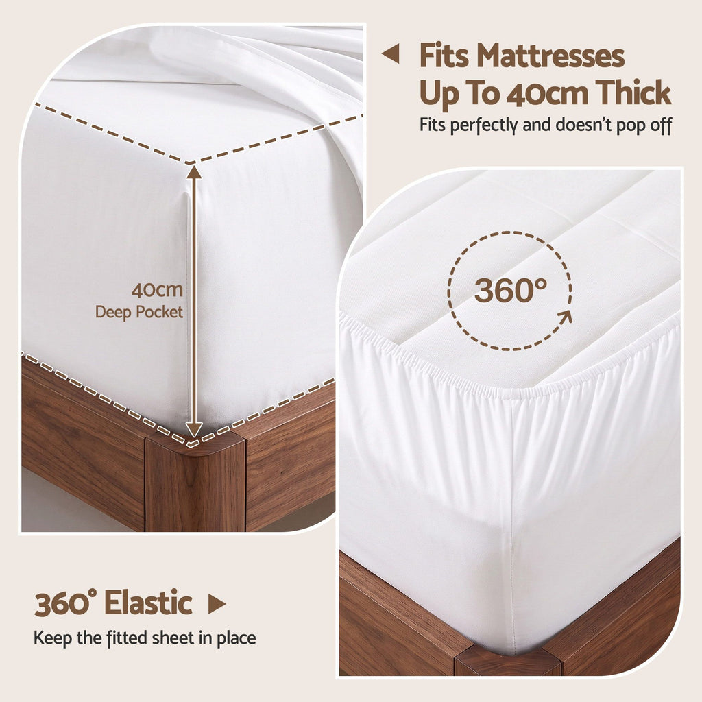 Queen 500TC Cotton 4Pcs Sheet Set with 40cm Extra Deep Pocket for Thick Mattresses Sateen