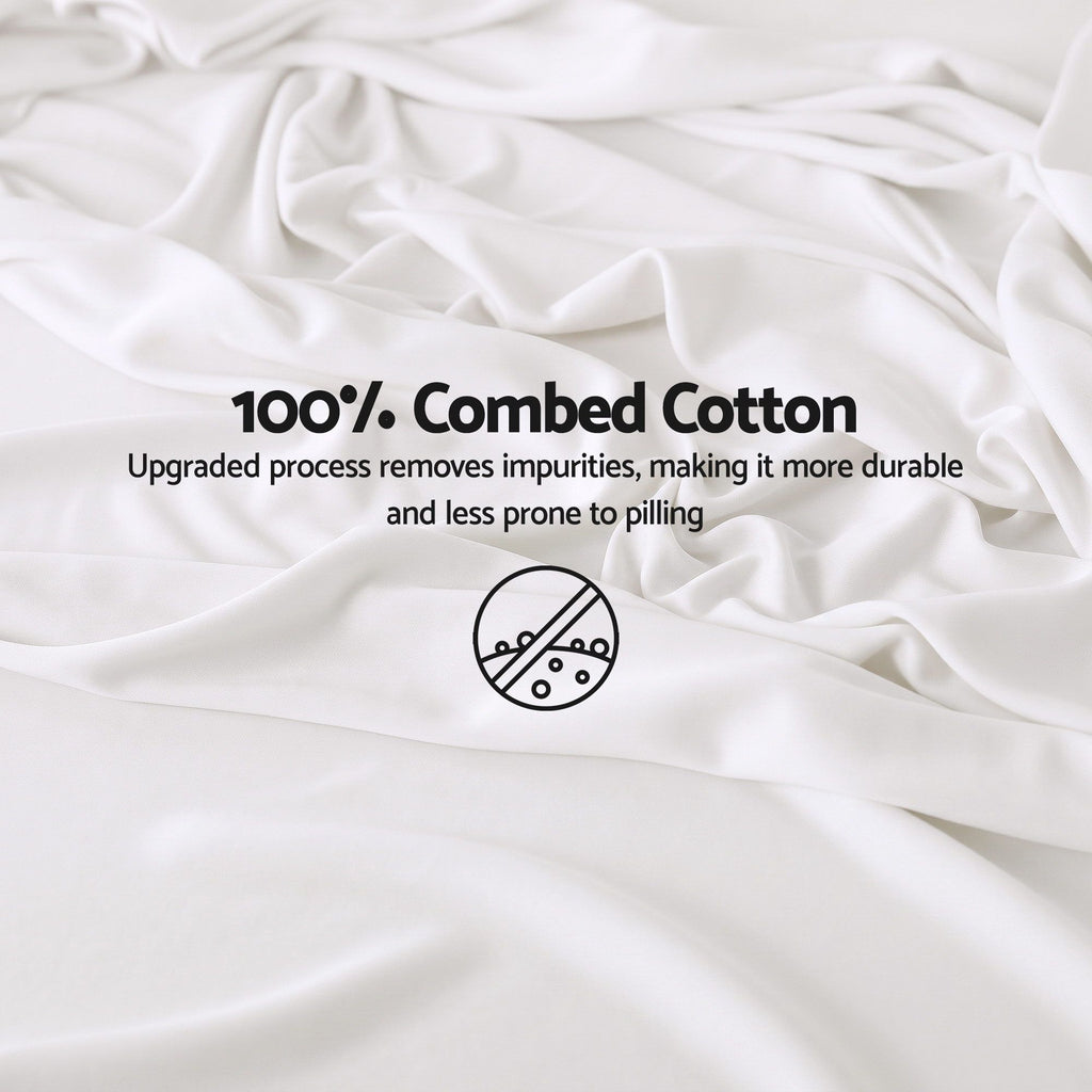Queen 500TC Cotton 4Pcs Sheet Set with 40cm Extra Deep Pocket for Thick Mattresses Sateen