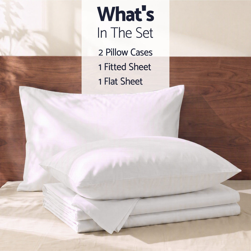 Queen 500TC Cotton 4Pcs Sheet Set with 40cm Extra Deep Pocket for Thick Mattresses Sateen