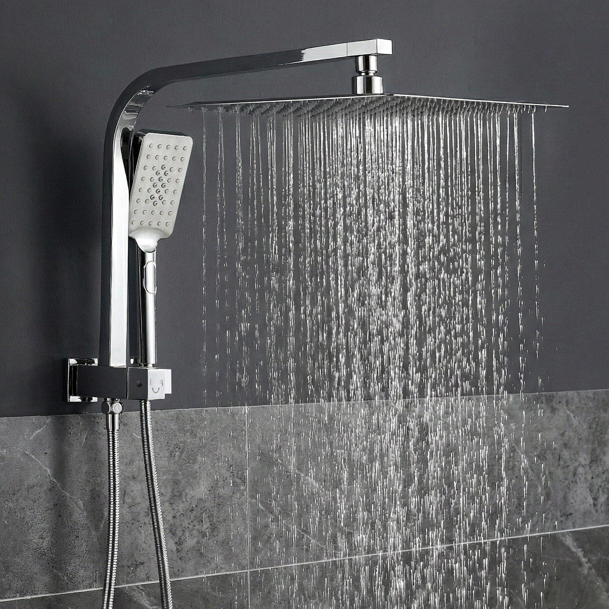 12" Rain Shower Head Set with 3-Mode Handheld Brass High Pressure WELS Chrome