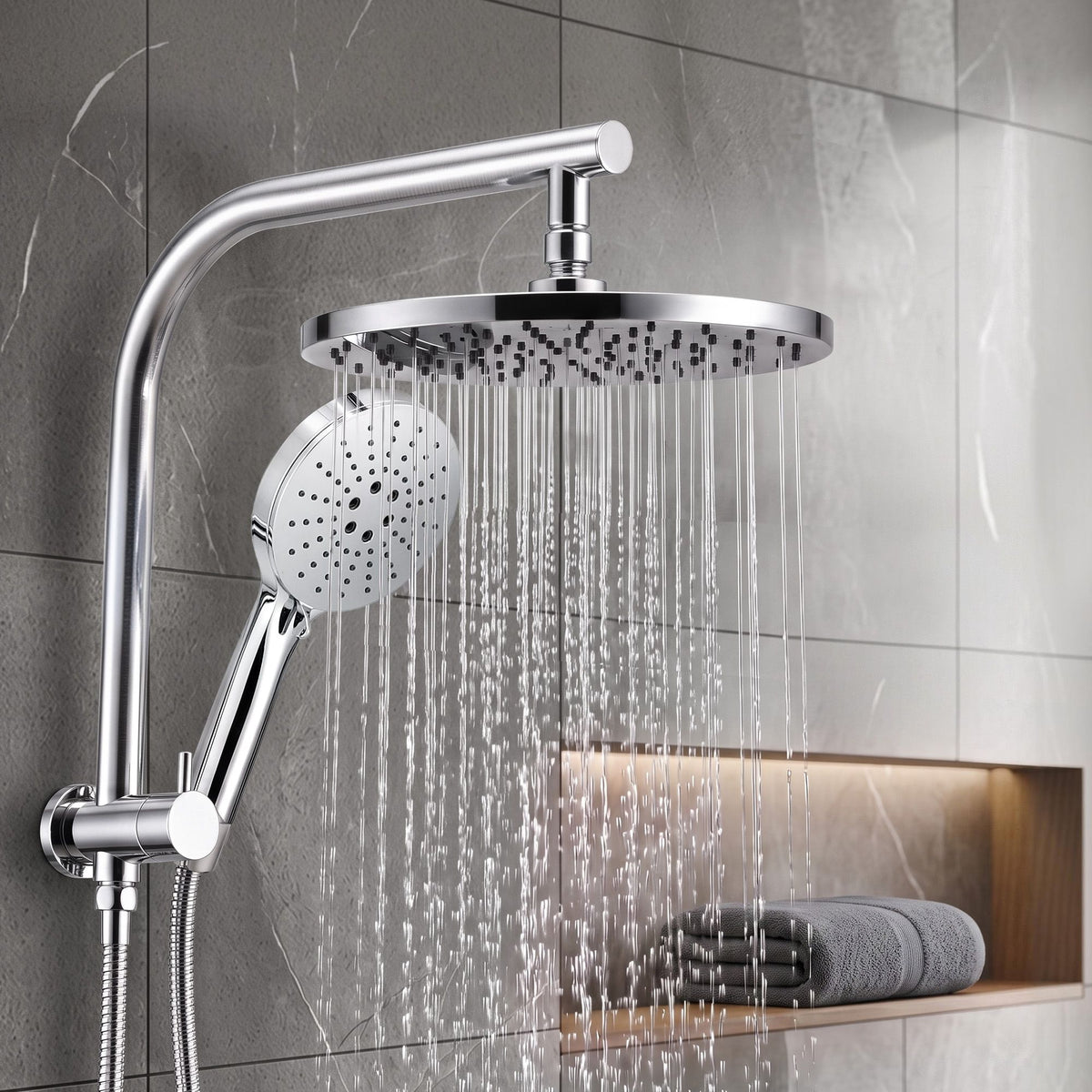 High-Pressure Shower Heads with Anti-burst 1.5m Hose & 304 S.S Rail, Ideal for Bathroom
