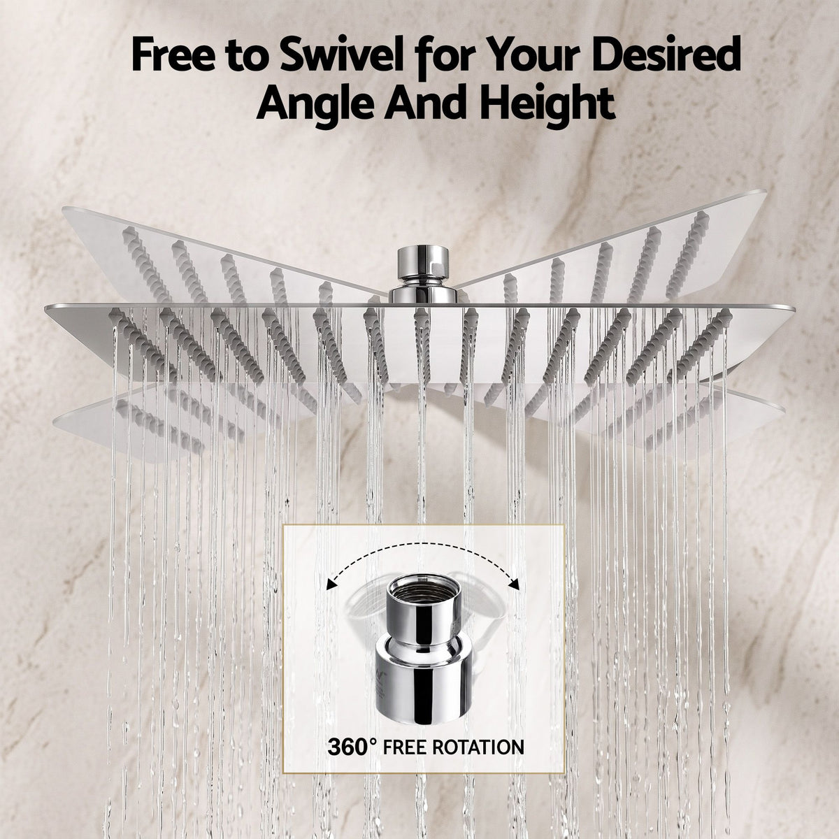 12" Extra Large Rain Shower Head, Air-in Tech for Low Water Pressure, Anti-Clog Silicone