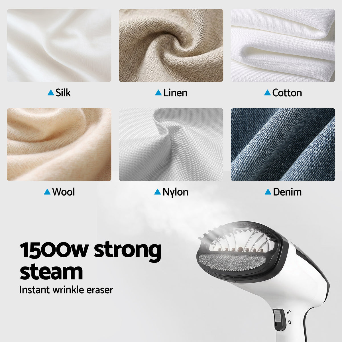 Clothes Steamer, 1500W Powerful Fast 30s Heat-Up Continuous Steam Lock 160ml Tank Fabric