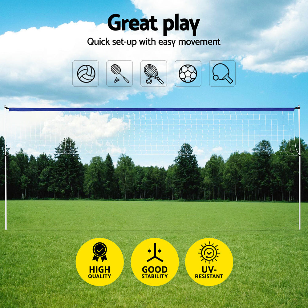 6M Portable Volleyball Net Set Adjustable Height Multi-Sport Net with Ball and Bag