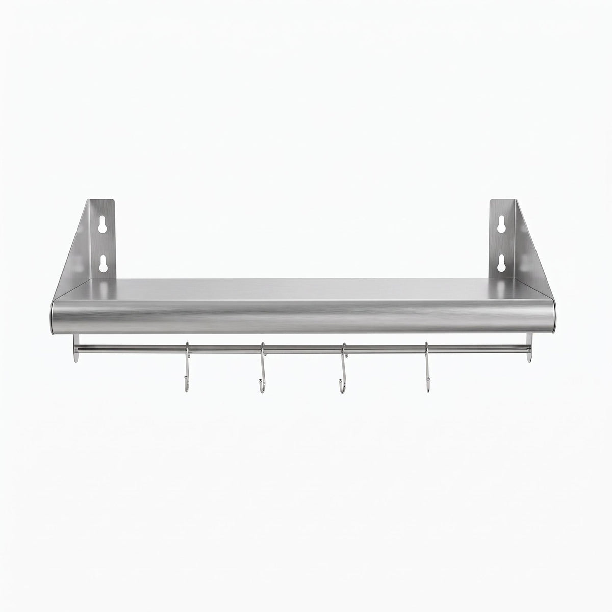 610mm 430 Stainless Steel Wall Shelf with Hooks and Side Guards