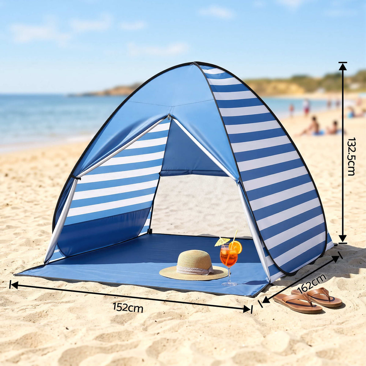 Pop Up Beach Tent UPF50+ Sun Shade 2-3 Person Lightweight