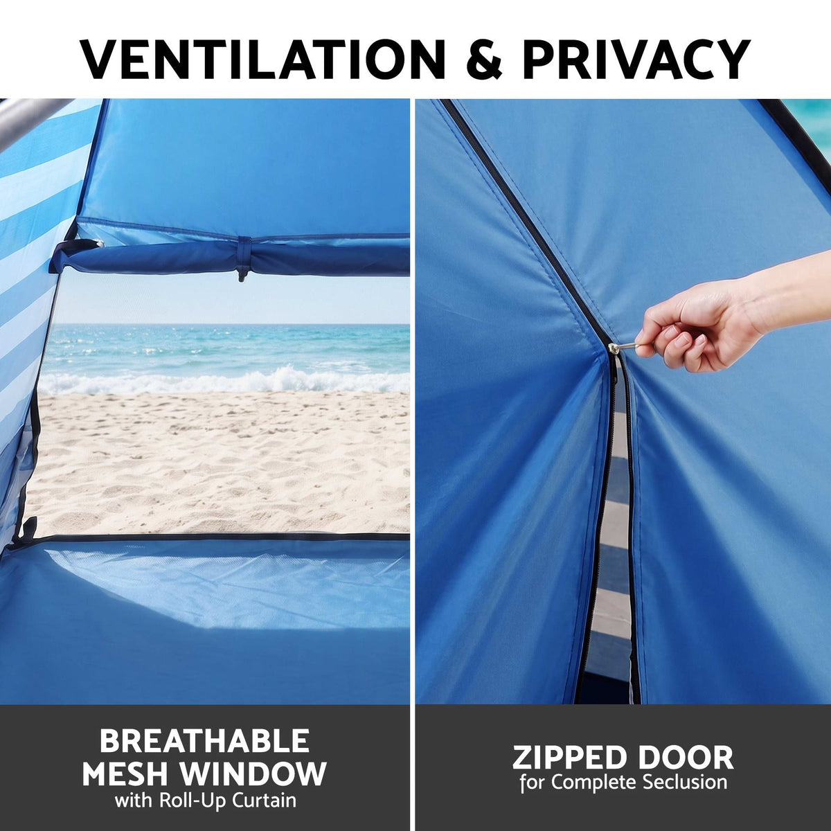 Pop Up Beach Tent UPF50+ Sun Shade 2-3 Person Lightweight