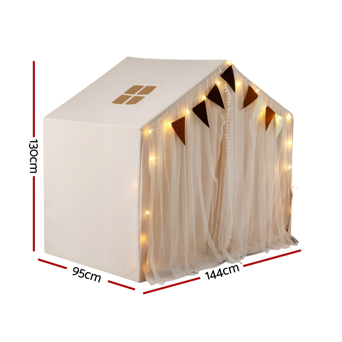 Kids Play Tent with Star Lights Windows Flag 144cmx95cm Playhouse