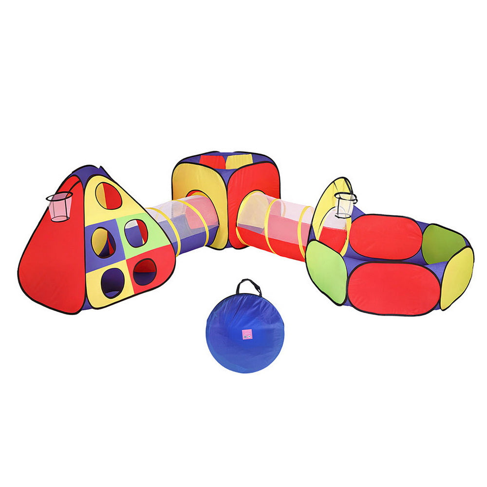 Kids Play Tent Pop Up Teepee Playhouse Ball Pit Crawl Tunnel Basketball Hoop