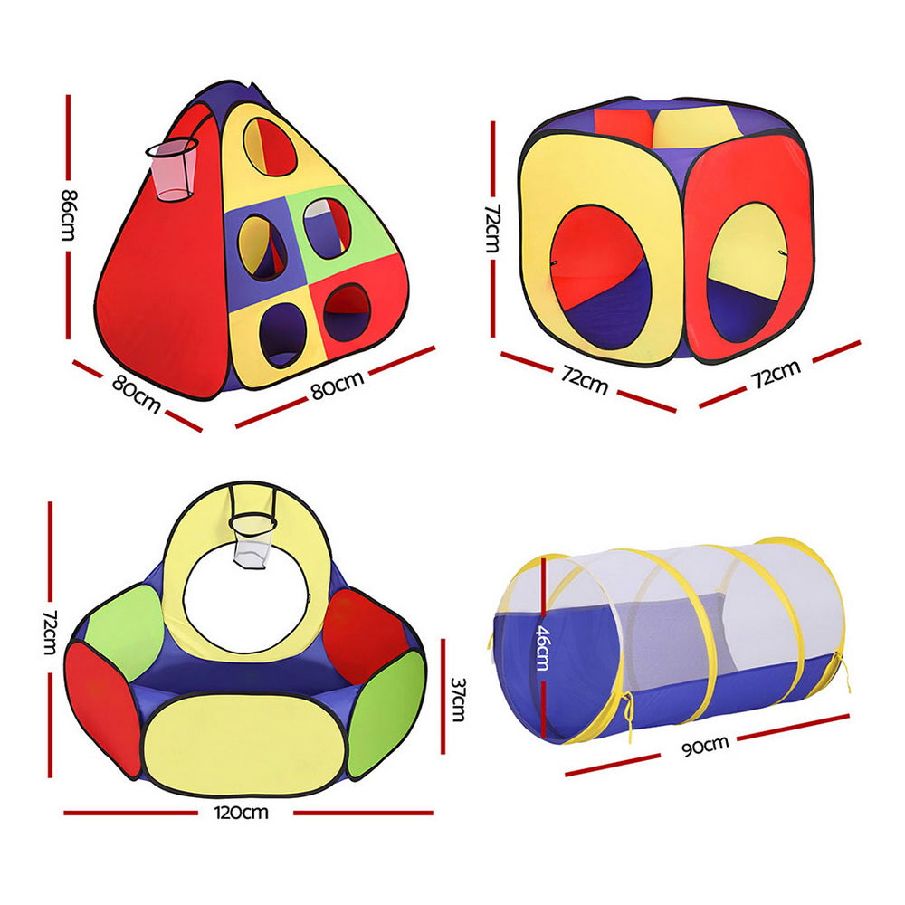 Kids Play Tent Pop Up Teepee Playhouse Ball Pit Crawl Tunnel Basketball Hoop