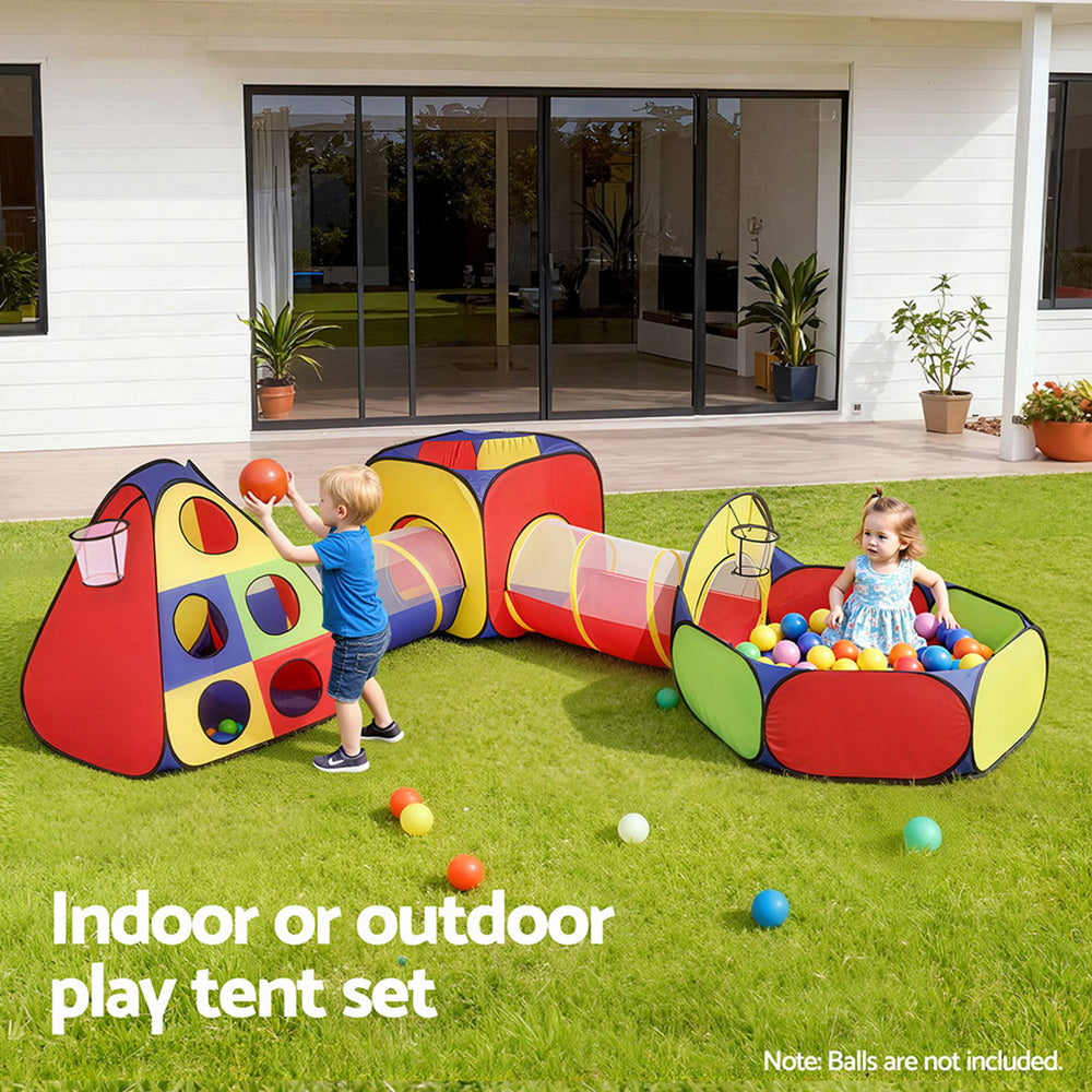 Kids Play Tent Pop Up Teepee Playhouse Ball Pit Crawl Tunnel Basketball Hoop