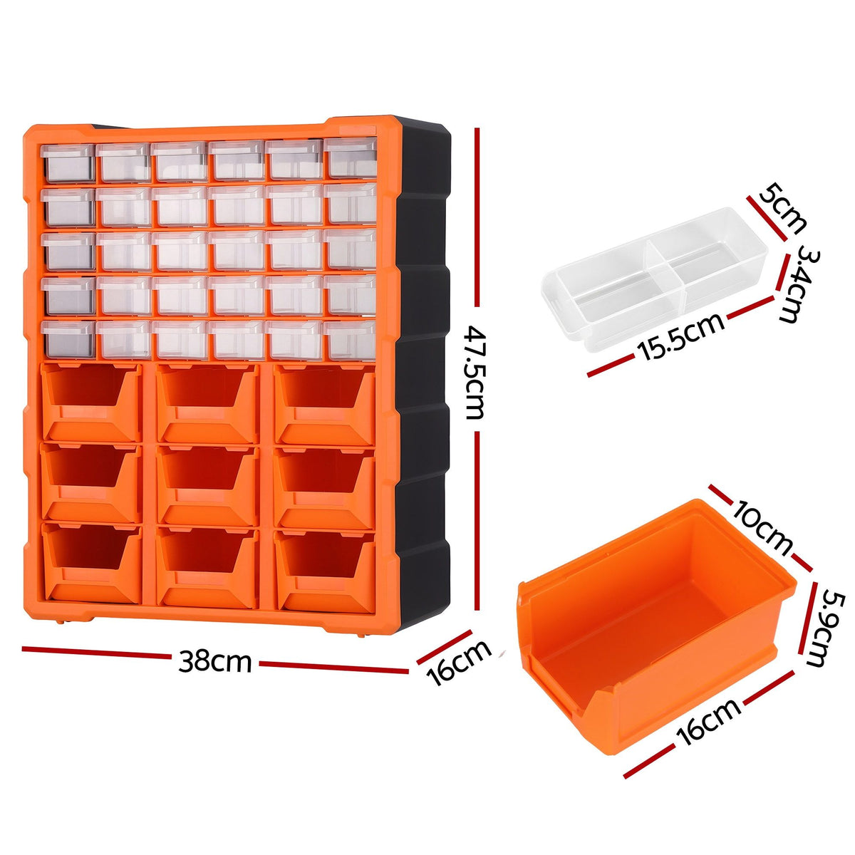 Tool Organizer 39-Drawer Hardware Cabinet Screw Storage Box Anti-Drop
