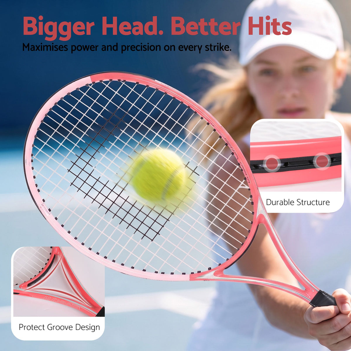 27 Inch Tennis Racket Lightweight Racquet for Beginner Adult Players Pink