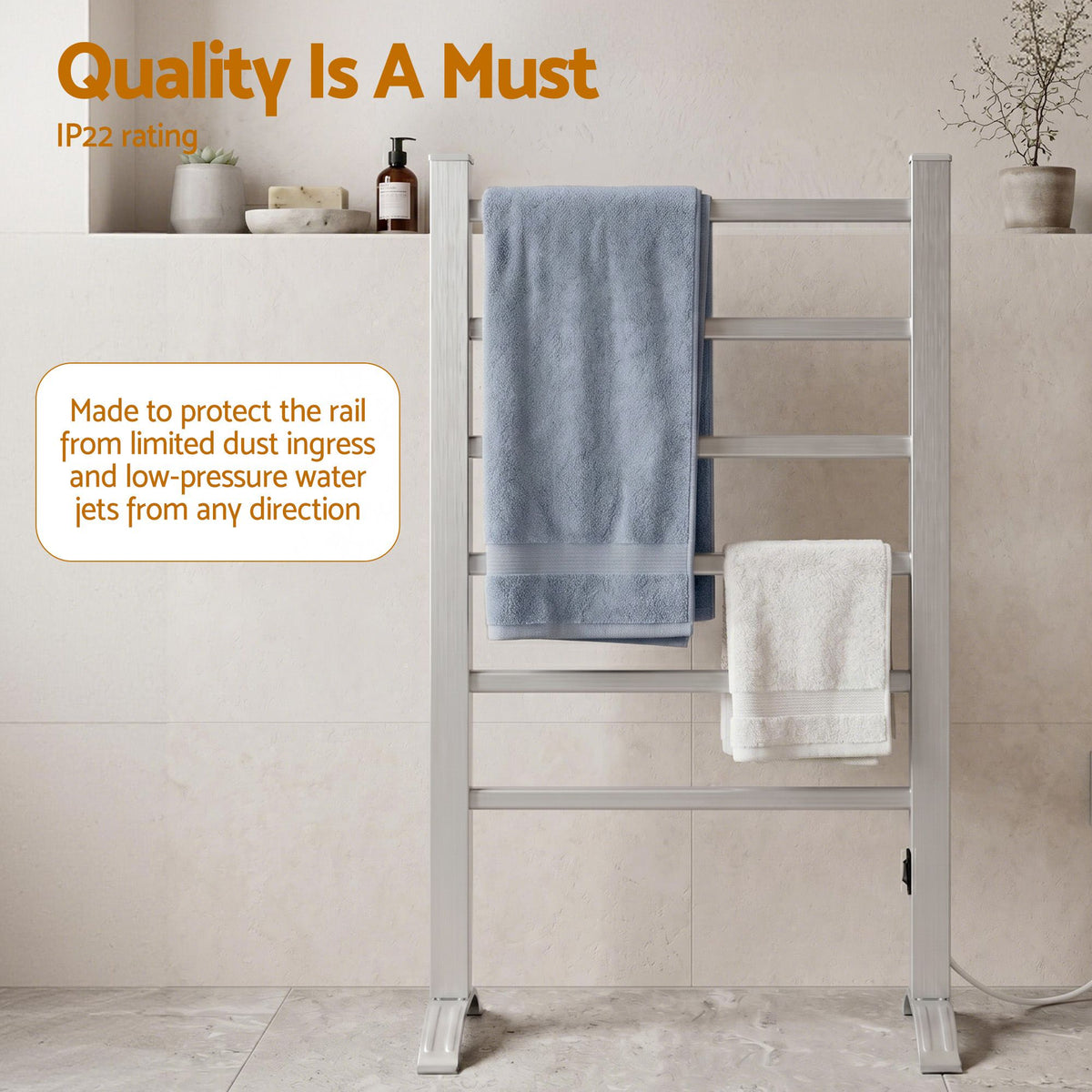 Electric Heated Towel Rail Rack 6 Bars with Timer Clothes Dry Warmer