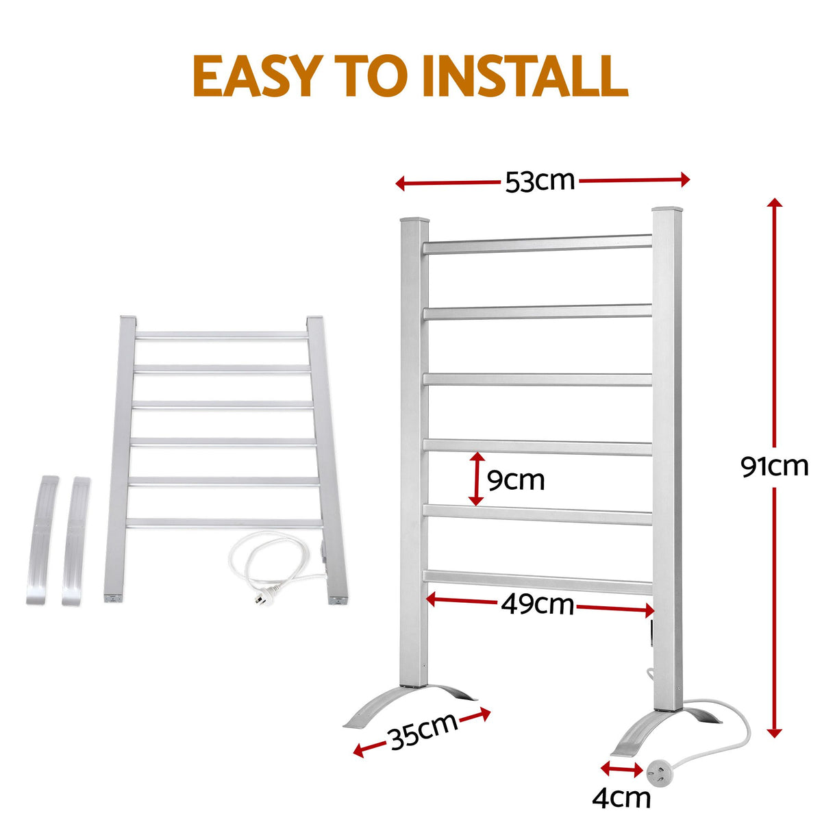 Electric Heated Towel Rail Rack 6 Bars with Timer Clothes Dry Warmer
