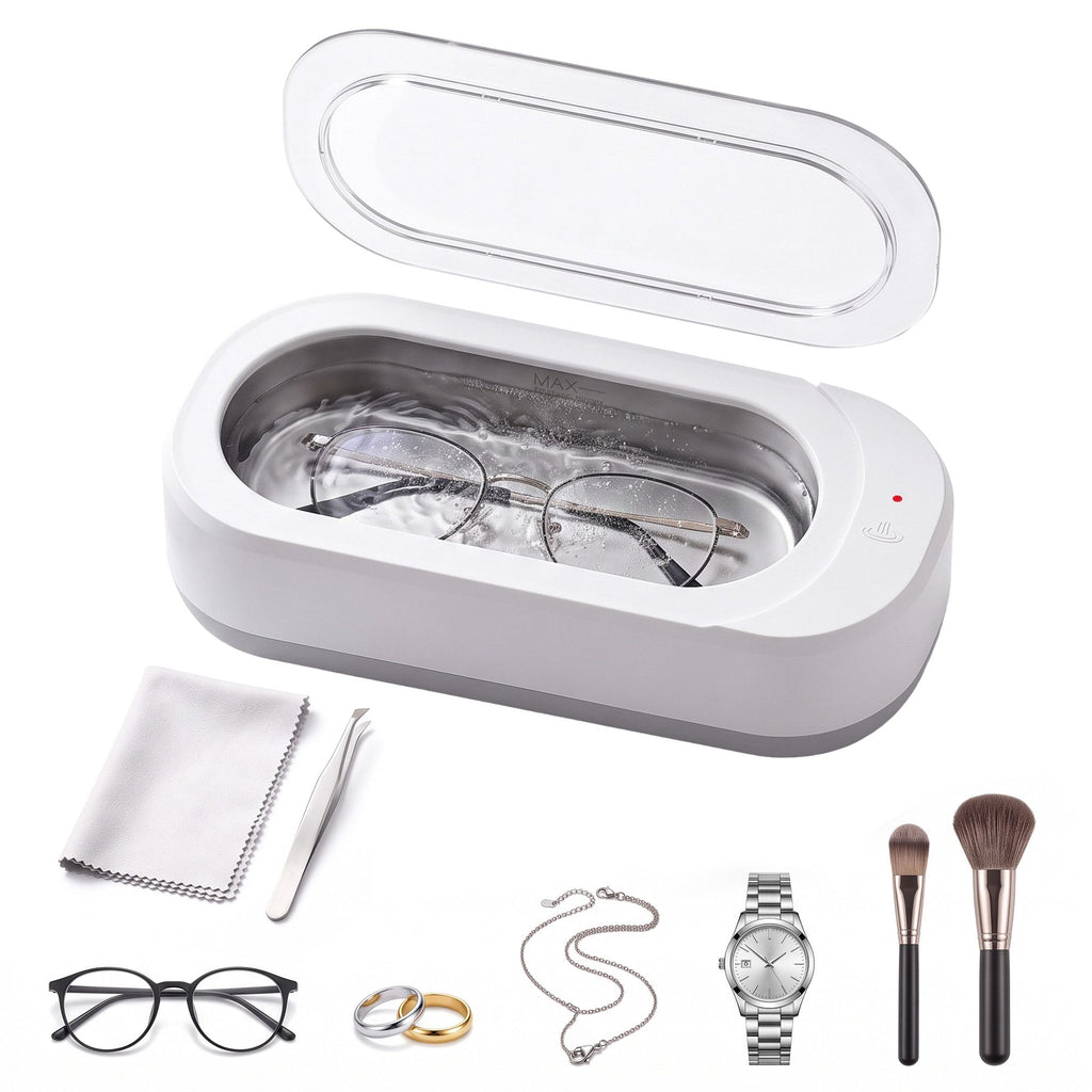 Ultrasonic Jewellery Cleaner 46kHz 400ml Cleaning Machine with Stainless Steel Tank White