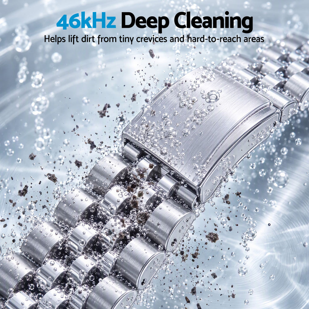 Ultrasonic Jewellery Cleaner 46kHz 400ml Cleaning Machine with Stainless Steel Tank White
