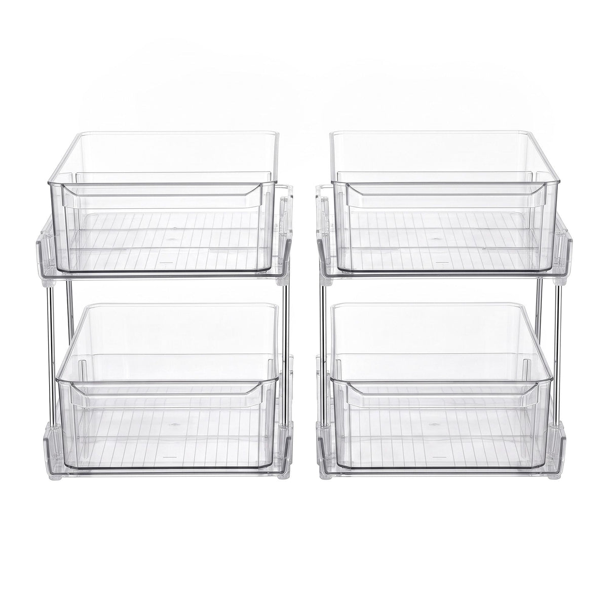 2 Pack Clear Pull Out Cabinet Organiser 2 Tier Storage Drawers